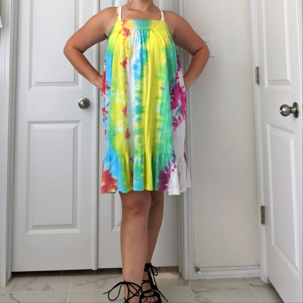 Tie Dye Sheath Dress, Retro, Vintage, Boho, Size M
